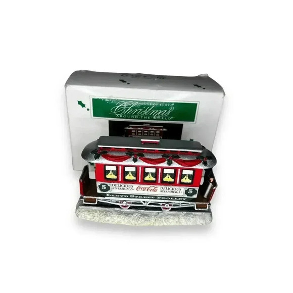 Vintage 90s Coca Cola House LLOYD STREET TROLLEY Figurine 1993 Christmas - Picture 1 of 6